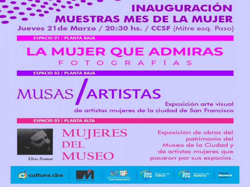 Muestras Mes de la Mujer 2024 en el Centro Cultural San Francisco (CCSF)