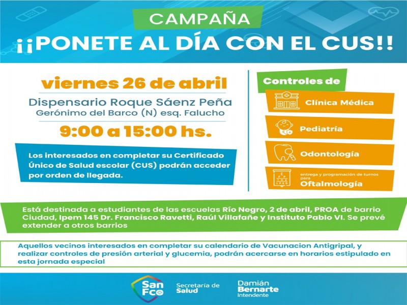 SALUD: Campaña “Ponete al día con el CUS 