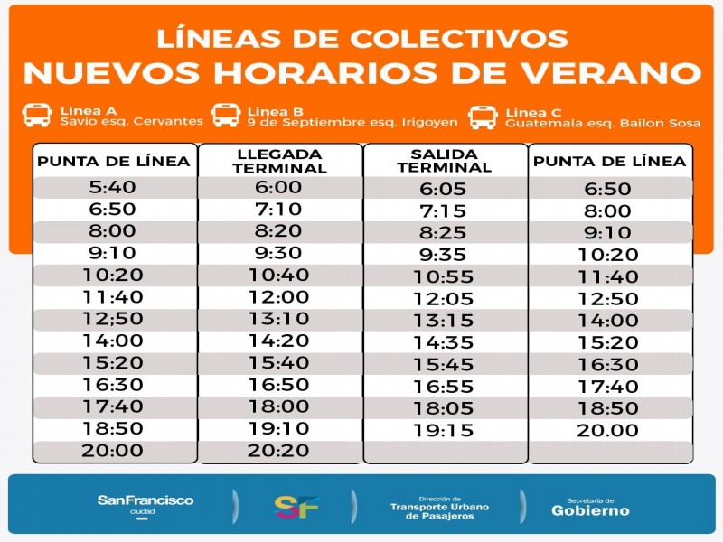 Ampliación del horario en Servicio de Transporte Urbano de Pasajeros