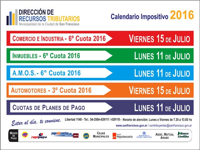 Calendario Impositivo Julio