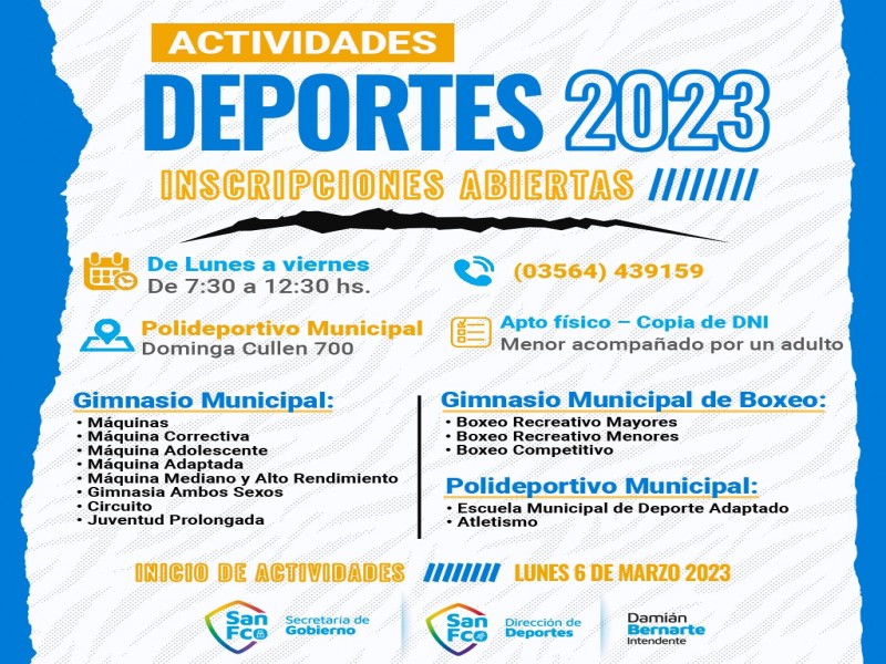 Se anunció el Plan Anual de Deportes 2023