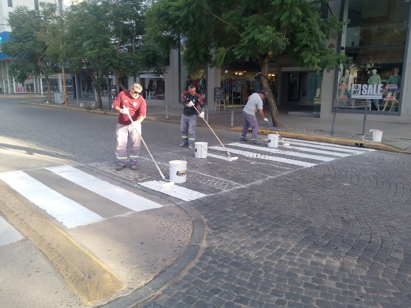 Sigue la demarcación de sendas peatonales y el reciclado de carteles nomencladores